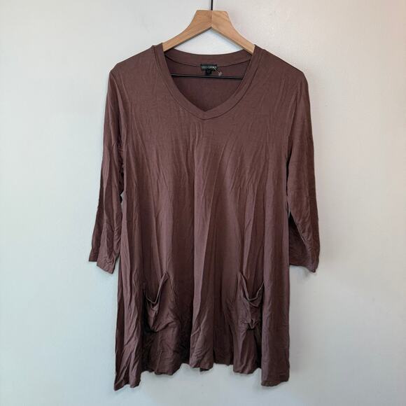 Coco + Carmen Women's V-neck Tunic Blouse Brown Size Small Medium - Picture 1 of 6